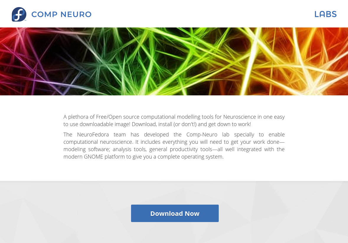 Download the Fedora 32 Computational Neuroscience image from labs.fedoraproject.org